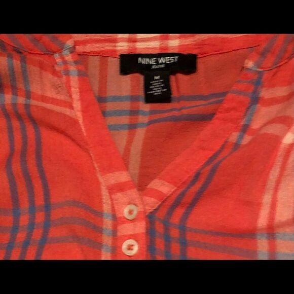 Nine West Jeans popover plaid blouse - Picture 3 of 9